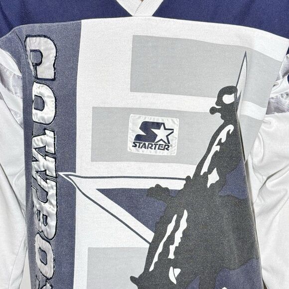 Vintage 90s Starter Dallas Cowboys Long Sleeve Big Logo Shirt Men’s L EUC - Picture 3 of 10